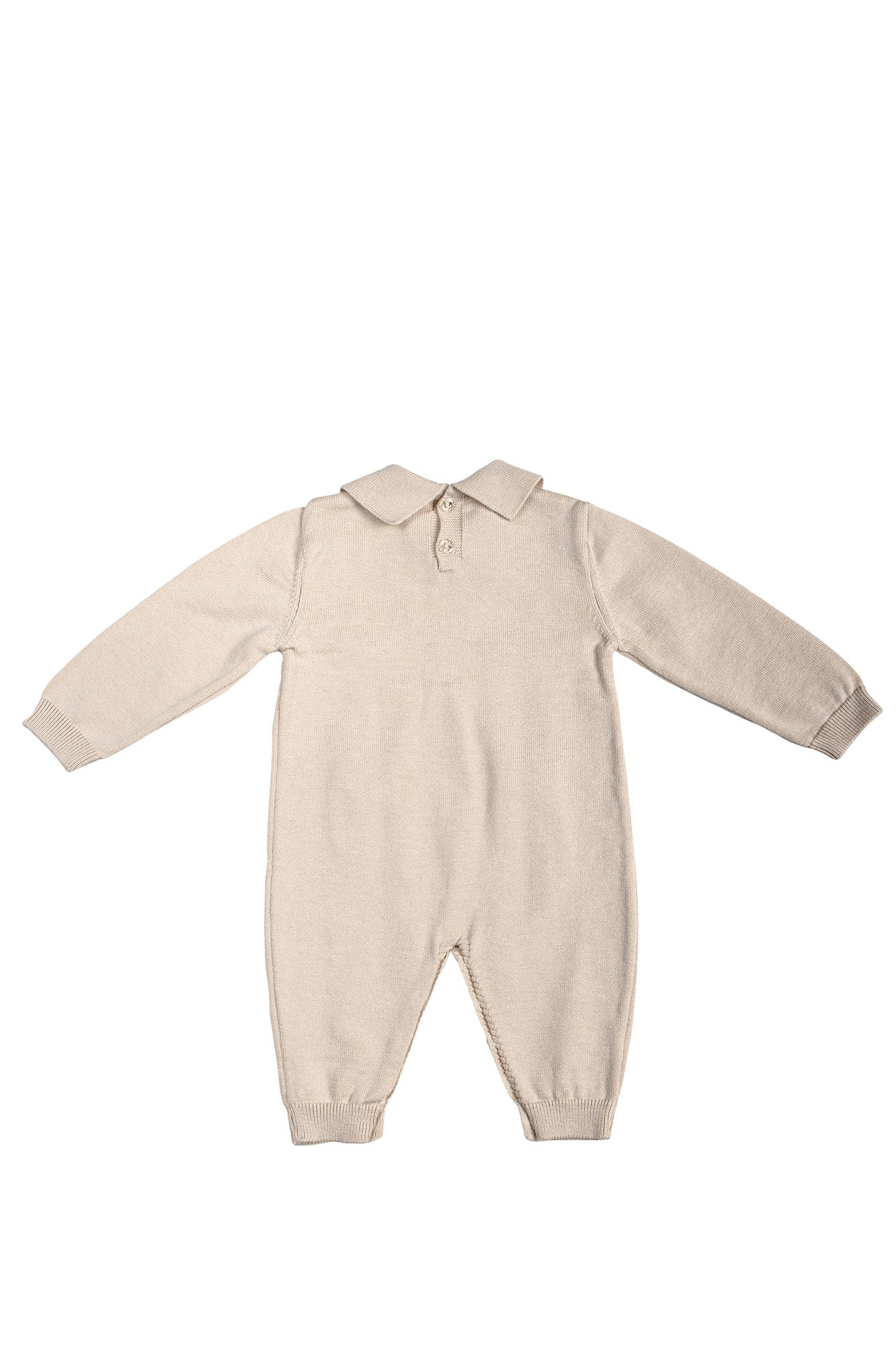 Clover Örgü Bebek Tulum Takımı - Krem