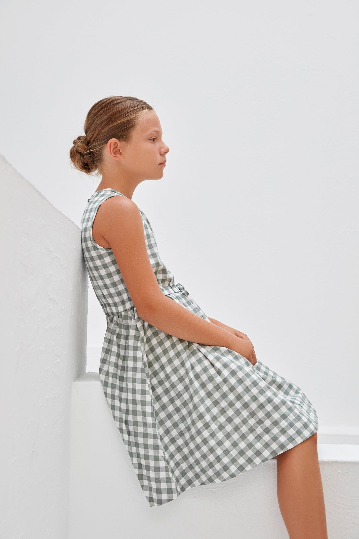 Sienna Elbise - Green Gingham