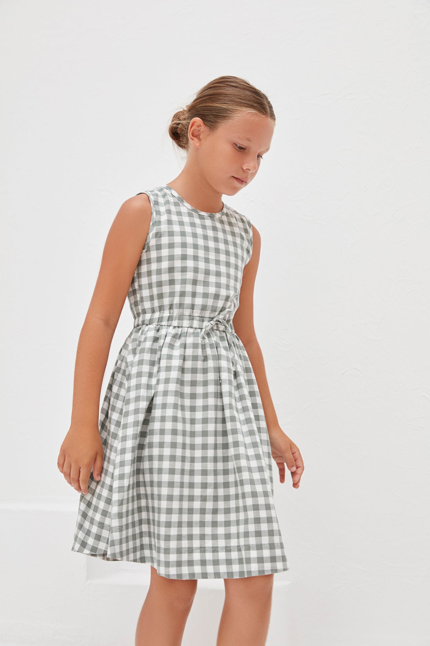Sienna Elbise - Green Gingham